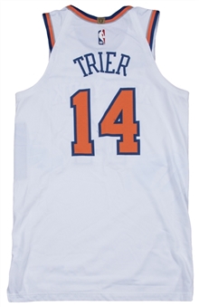 2018 Allonzo Trier Game Used New York Knicks White Association Jersey Used on 10/17/2018 For NBA Debut (Steiner)